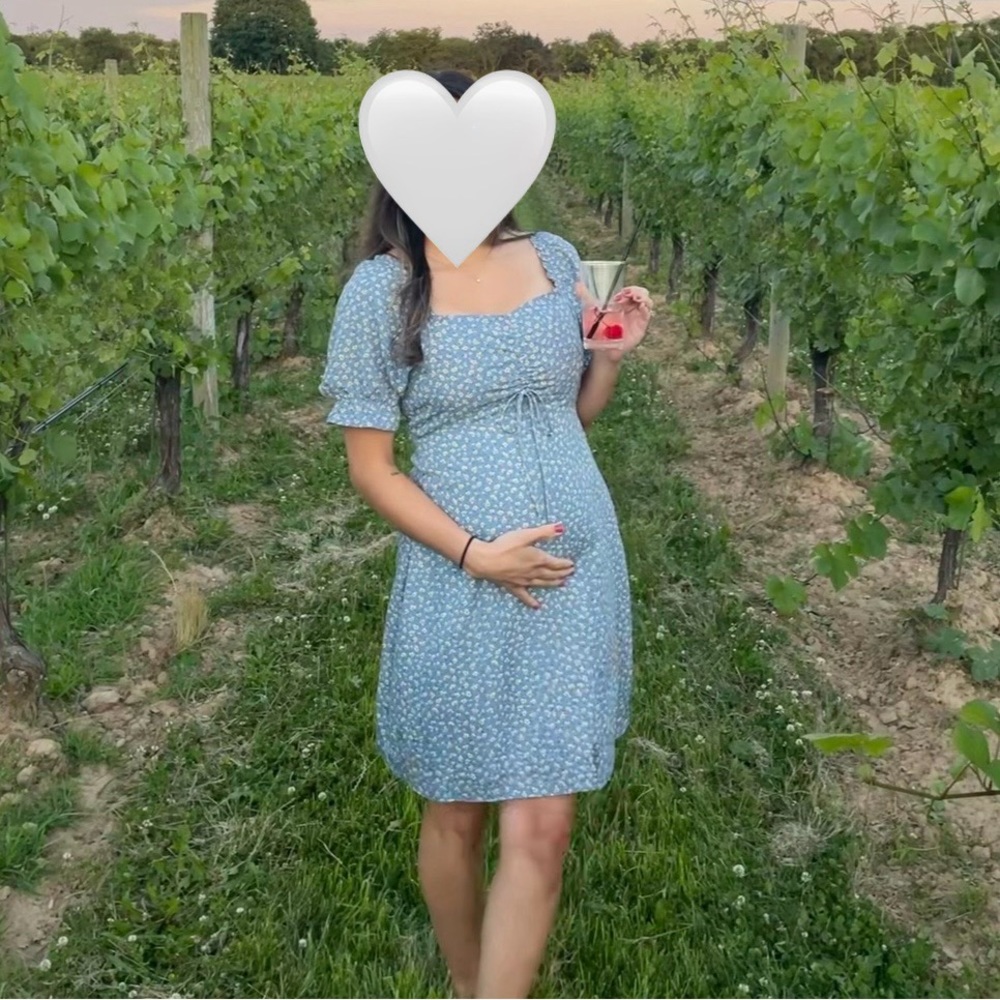 PinkBlush Maternity Blue Floral Dress